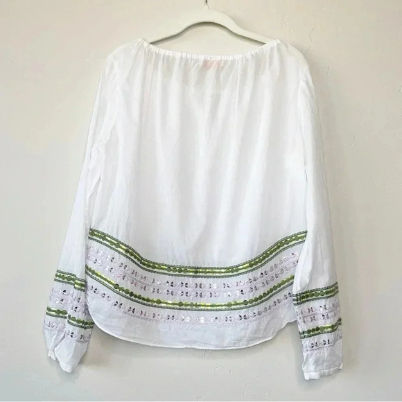 Tory Burch Madeline Sequin Peasant Blouse 100% Cotton Size 6 - Picture 13 of 13
